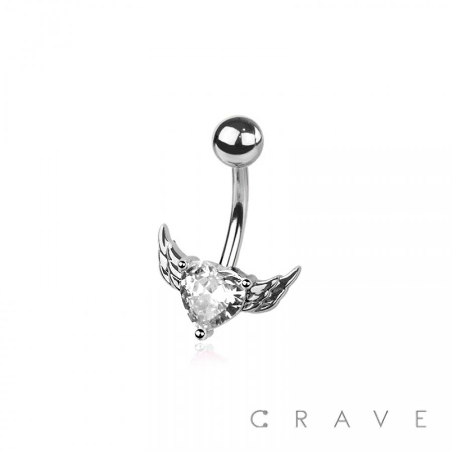 CRAVE - Vendita all'ingrosso Catena per viso/corpo - ANELLO DA OMBELICO CON ALI A CUORE IN ACCIAIO CHIRURGICO 316L CON ZIRCONIA CUBICA CUBICA4
