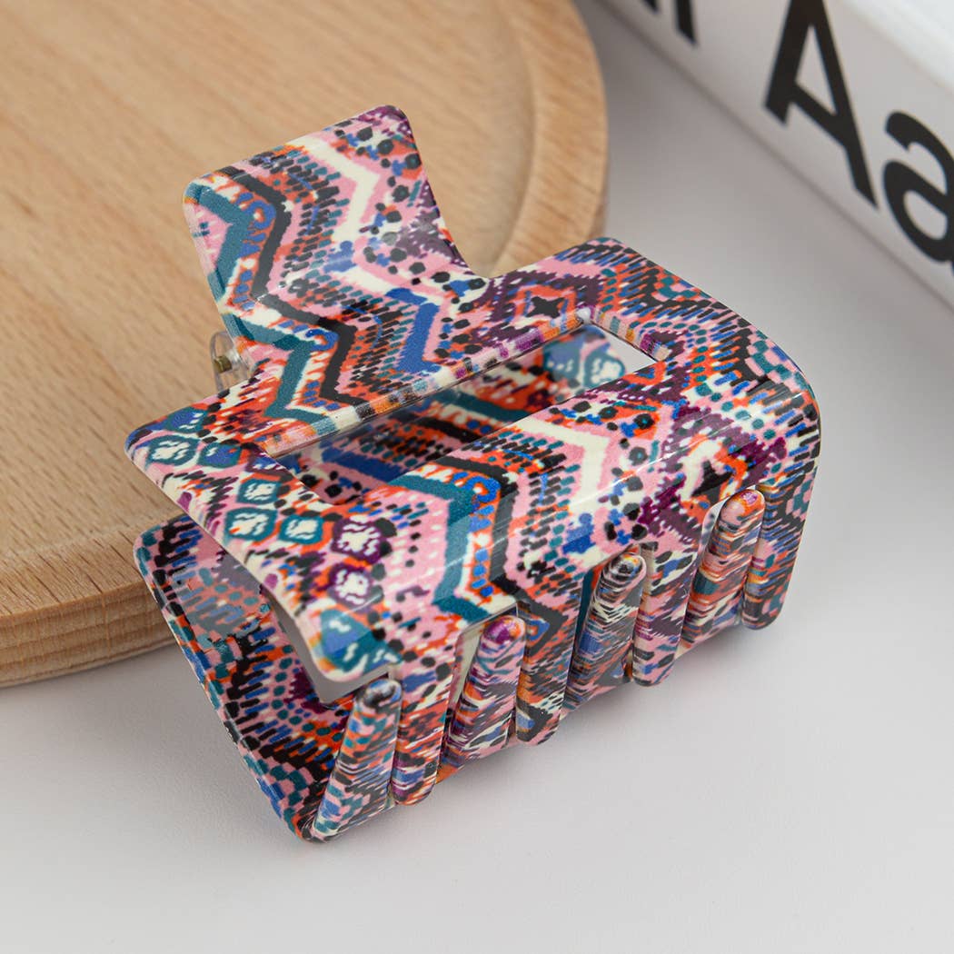 TheDivaSoap – Großhandel Haarclip – Damen – Quadratischer Haarklammer aus Azetat mit buntem Aufdruck, umweltfreundlich13