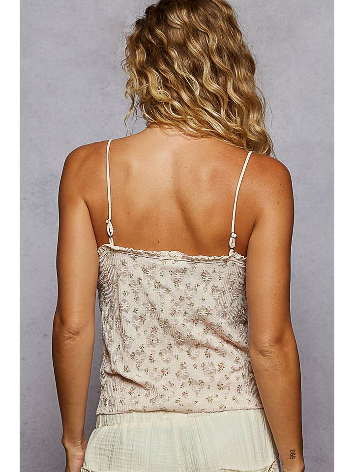 Pol Clothing - Wholesale Tank Top - Women's - Floral print lace detailing tank top3