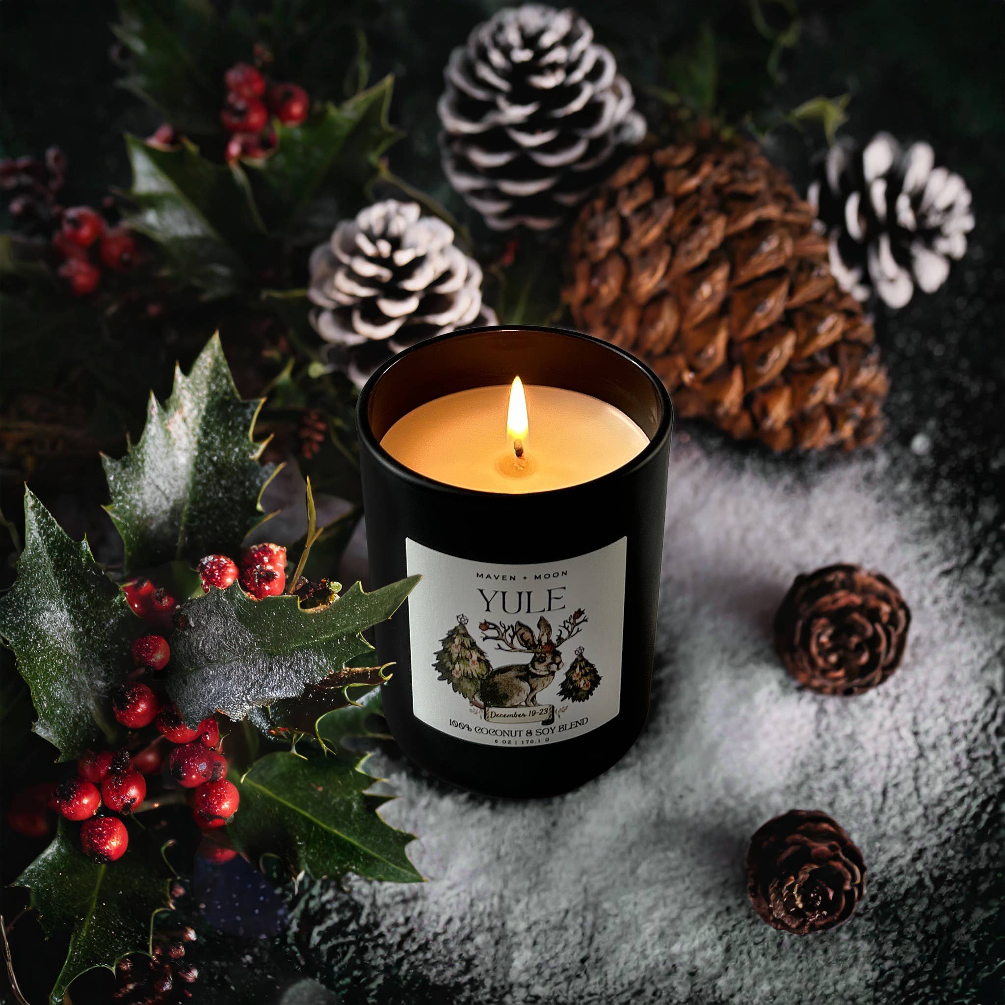 MAVEN + MOON - Wholesale Jar/Filled Candle - Yule - Wheel of The Year Coconut Soy Candle - 6 oz 1