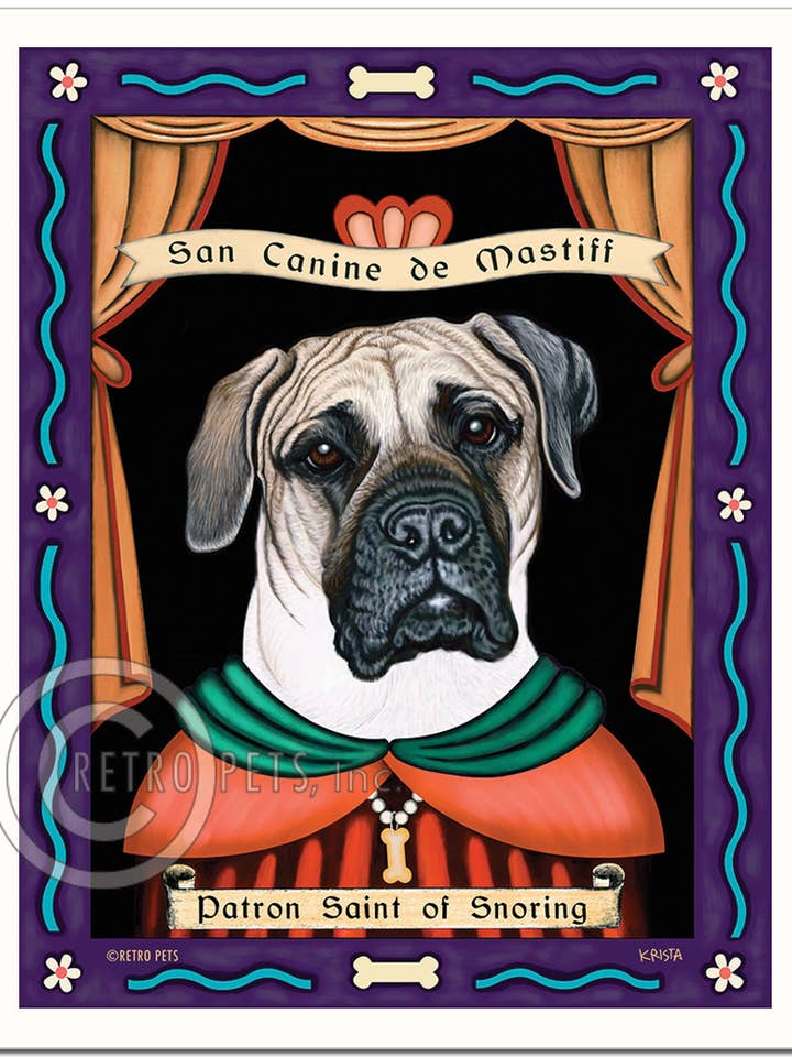 Impressão artística P-239 8x10, “O Santo Mastim do Ronco” por atacado de Retro Pets