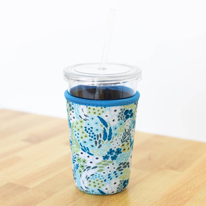 Elyse Breanne Design - Wholesale Drink huggers & koozies - Waterfall Floral Drink Sleeve, Iced Coffee, Drink Koozie3