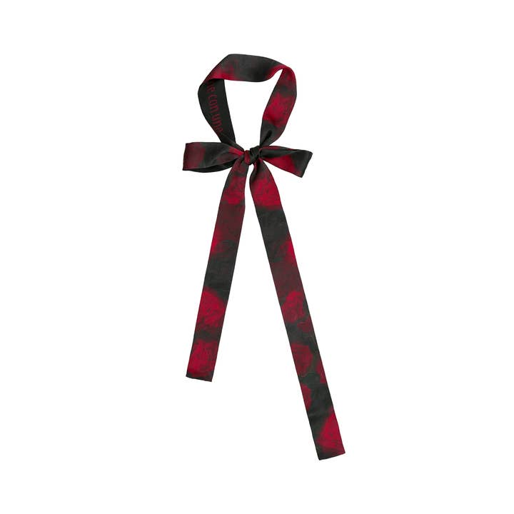Ebony Crimson "La Rosa" Silk Skinny Scarf for wholesale on Faire