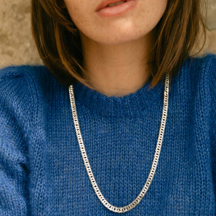 Silver Curb Chain Necklace - Gemma for wholesale by Subalian Jewelry