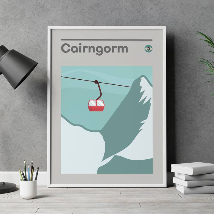 Jaffa Orange - Venta al por mayor Ilustración - Póster de telesilla de Cairngorm, estampado de viajes de esquí por Escocia2
