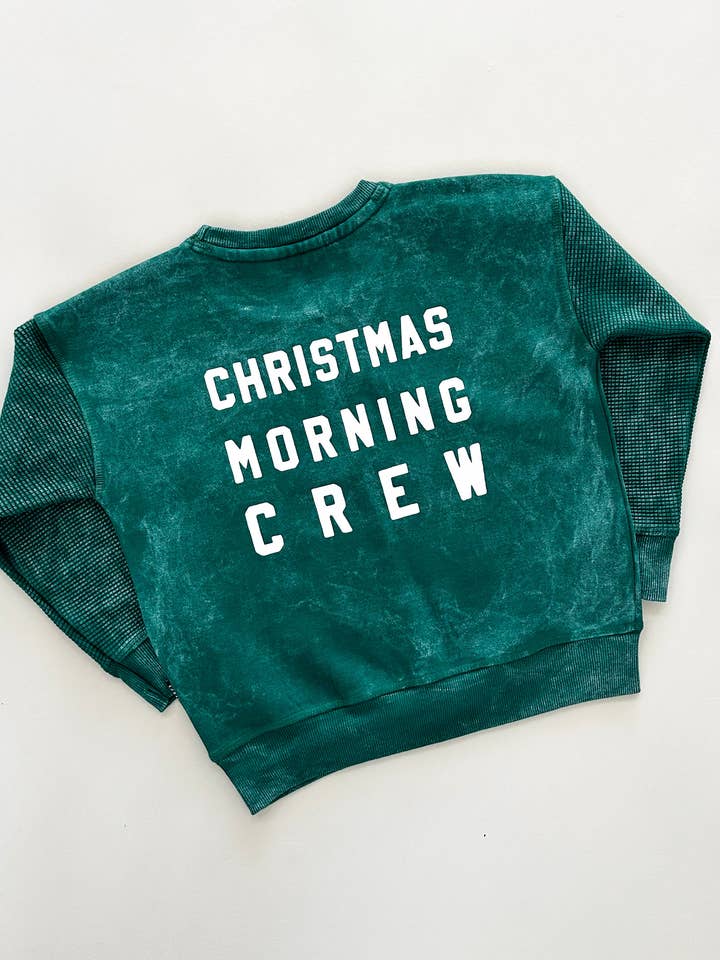 Christmas Morning Crew Child Waffle Sleeve Crewneck - Pine for wholesale on Faire