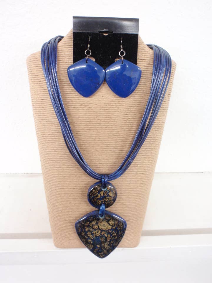 10 STRANDS BLUE WAX CORD WITH BLUE WITH GOLD ROUND AND IRREG for wholesale by International Duru's