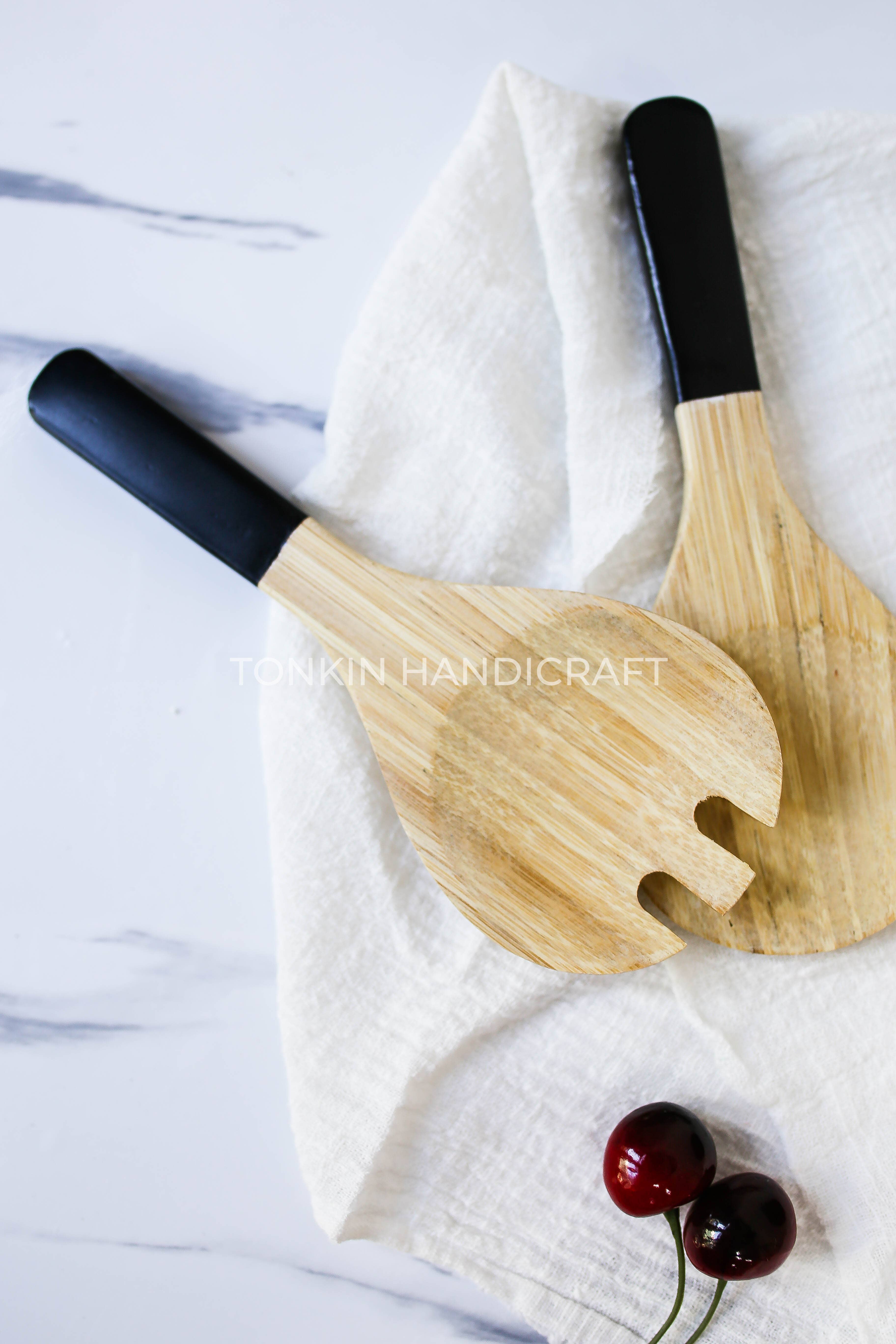 Tonkin Handicraft – wholesale Serving utensil – Set 2 Salad Bamboo Utensils8