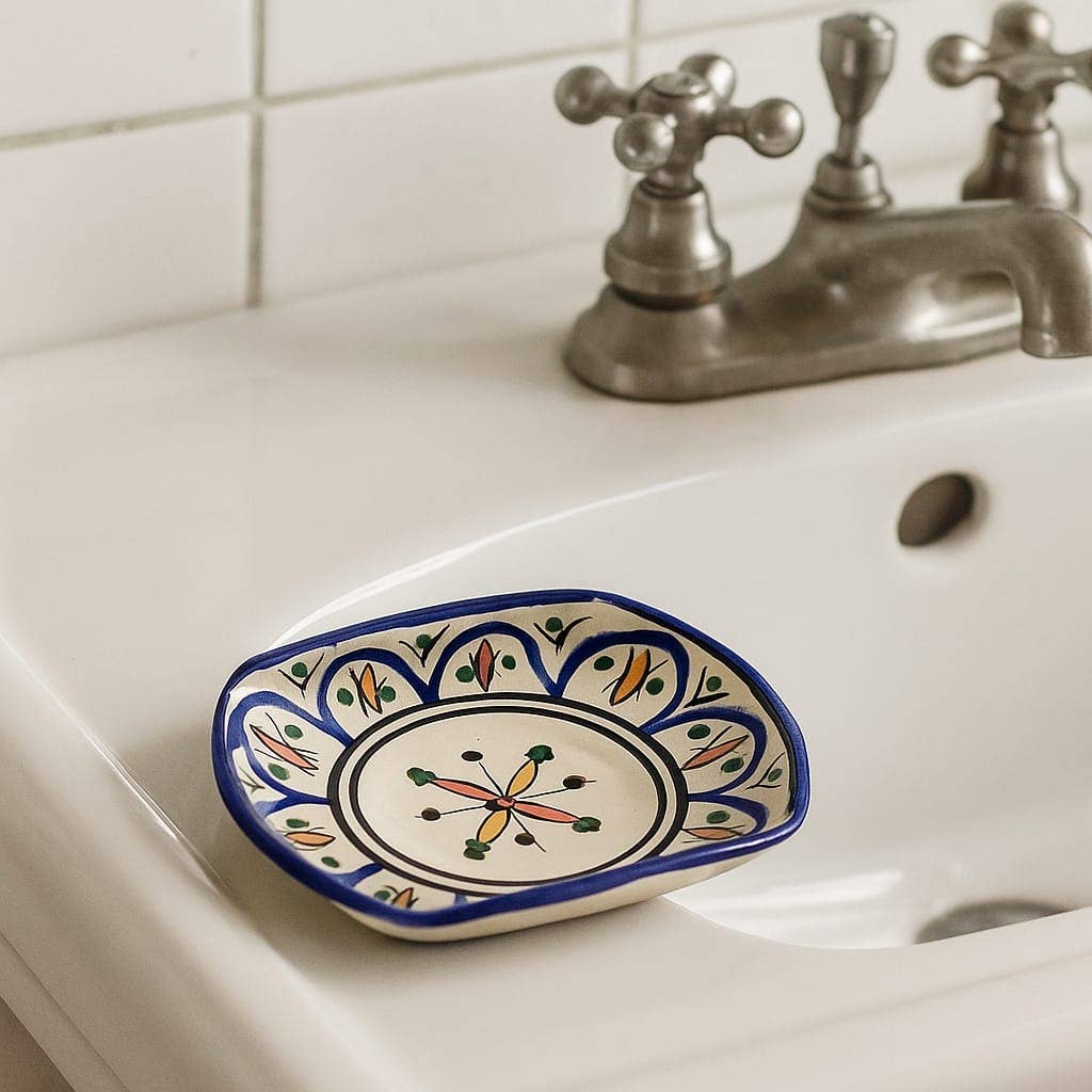 Etnico del Mondo - Vente Porte-savons de bain - Porte-Savon En Céramique Marocaine Peinte à la Main Safi#130