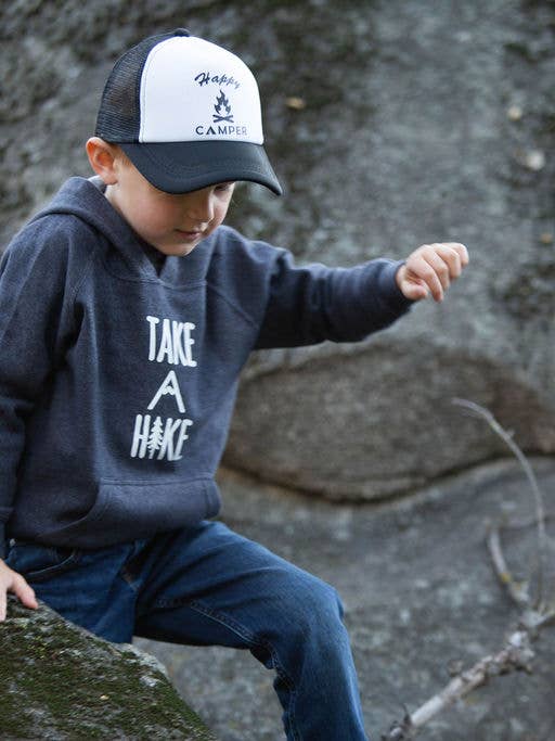 Black with Black Happy Camper Hat for wholesale by Outdoorable Apparel