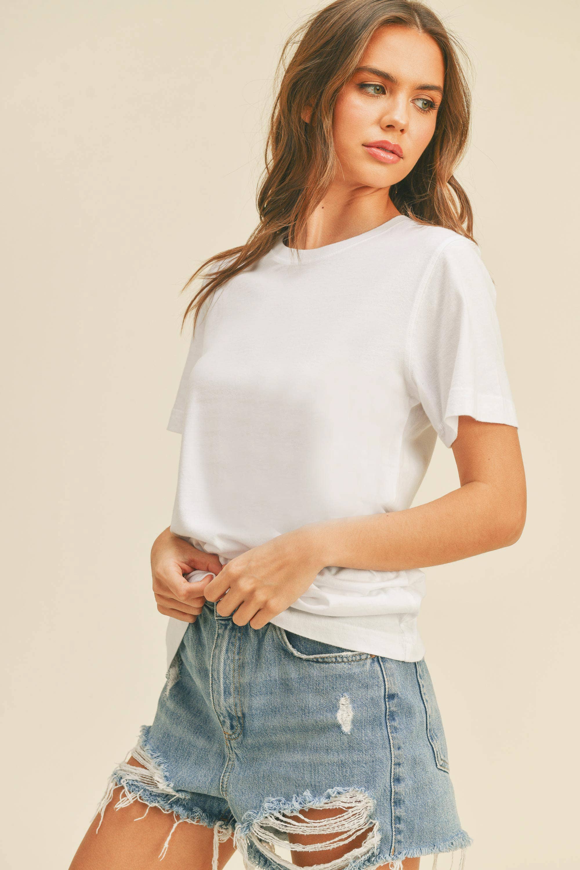 Honestee - Venta al por mayor Camiseta estampada - Mujer - Camiseta Clásica de Manga Corta en Blanco38