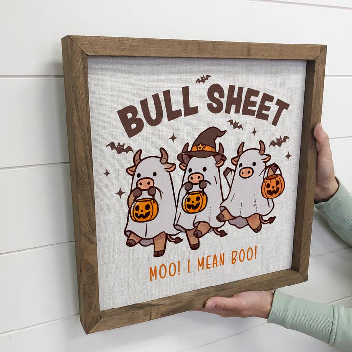 Hangout Home – wholesale Sign – Funny Halloween Bull Sheet - Halloween Canvas Art - Framed 2
