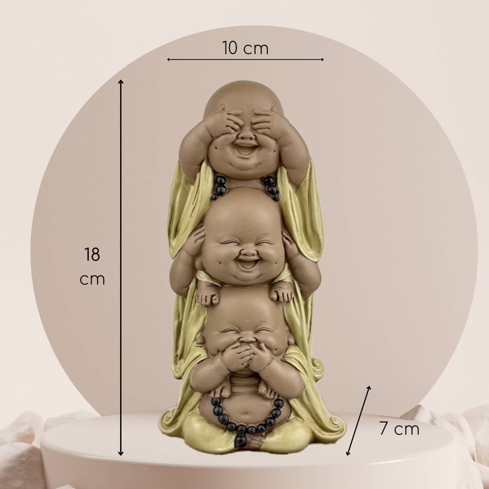 Zen'Arôme - Wholesale Sculpture - Stacked Laughing Buddha Statue - Original Gift Idea1