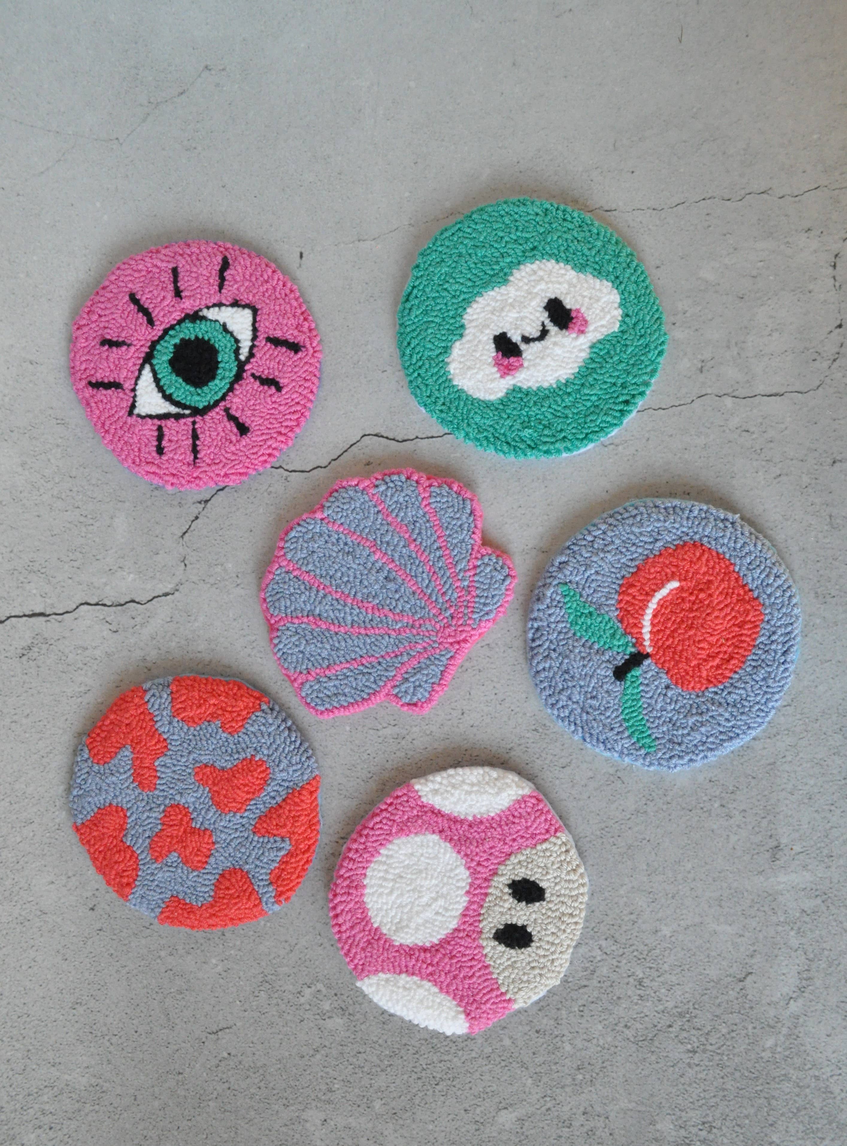 TheMellys - Wholesale Coasters - Cute Y2K Bright Coloured Coasters | Punch Needle Mug Rugs3