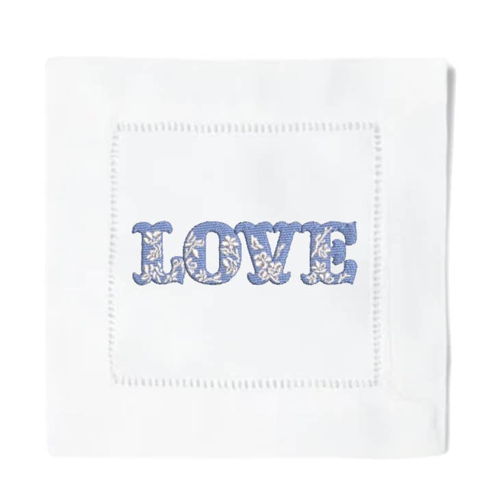 Blue Love Cocktailservetter för wholesale av Blythe Embroidery Co.