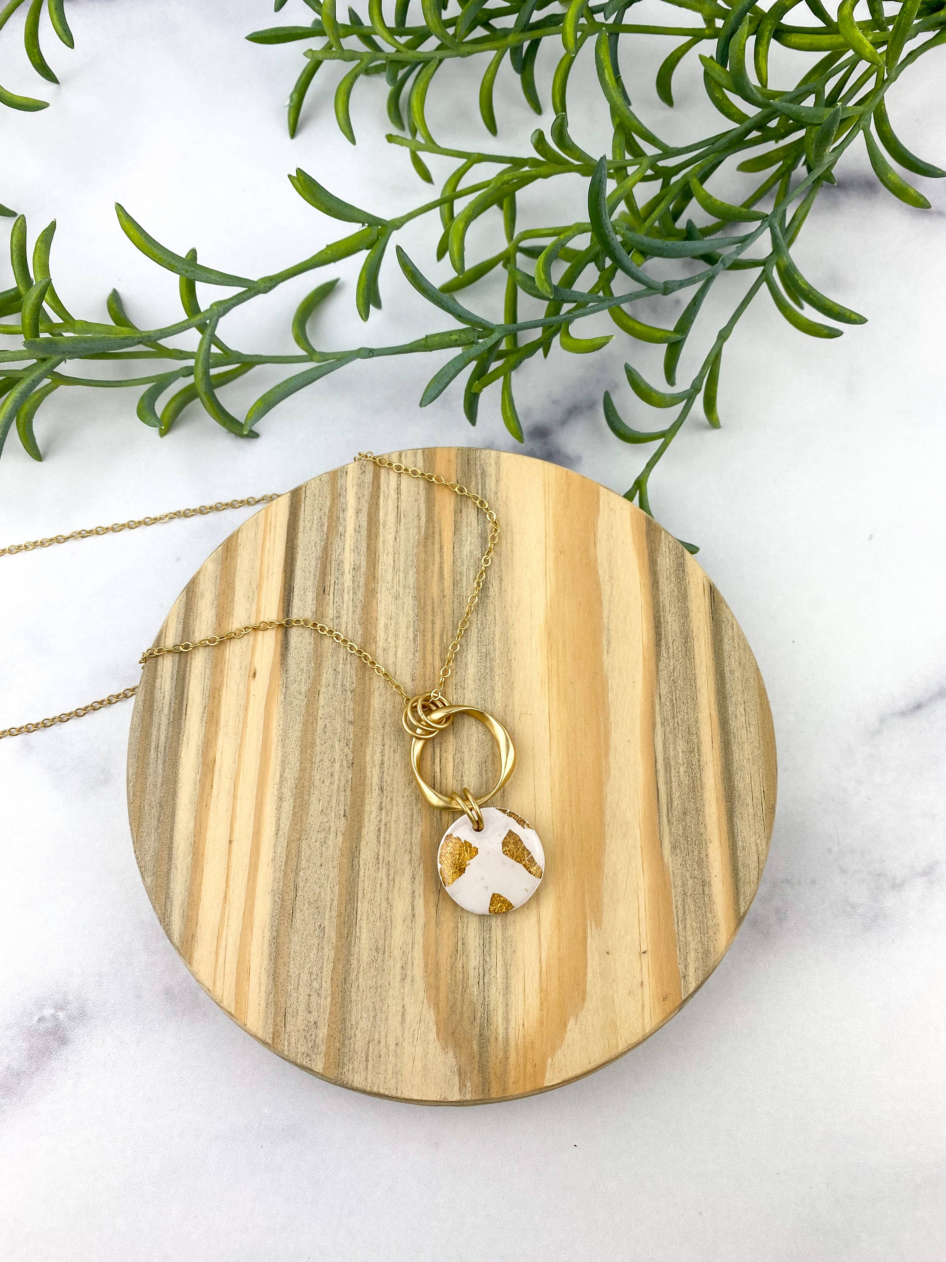 Light Shine - Wholesale Pendant/Charm Necklace - Maria Clay Necklace | White & Gold Statement Necklace3