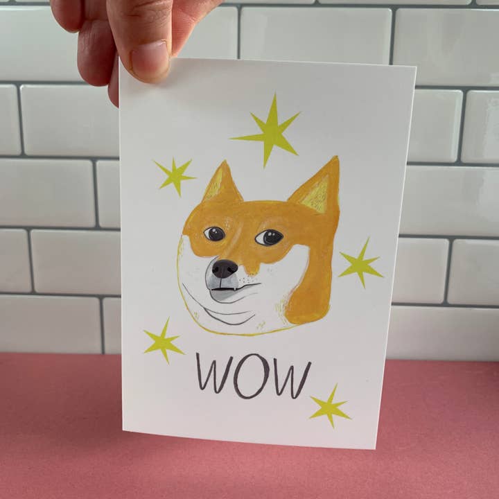 WOW, Shiba Inu Meme dog A6 Greeting card for wholesale by Fernandes Makes