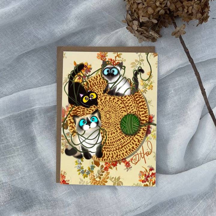 Cats Greeting Card for wholesale by Dafri Studios