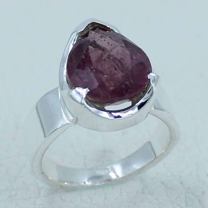 Pink Tourmaline - Big Pink Tourmaline Silver Ring for wholesale by Silvex Jewelry
