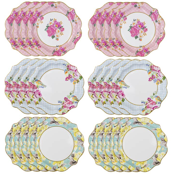 Talking Tables UK – wholesale Disposable plate – Truly Scrumptious Floral Paper Plates | 24 Pack | Tea Party|