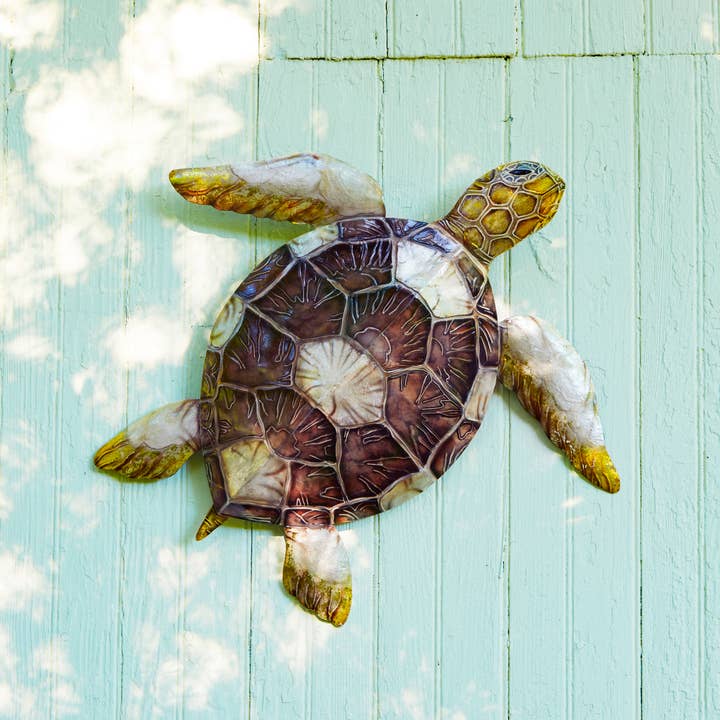 Eangee Home Design - Venta al por mayor Papel pintado 3D - Decoración de pared con forma de tortuga marina con caparazón marrón a cuadros, para interiores y exteriores2