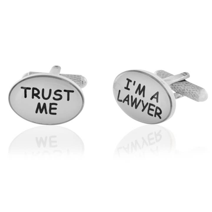 Boutons de manchette avec slogan d'avocat pour la vente par Cufflinks Depot