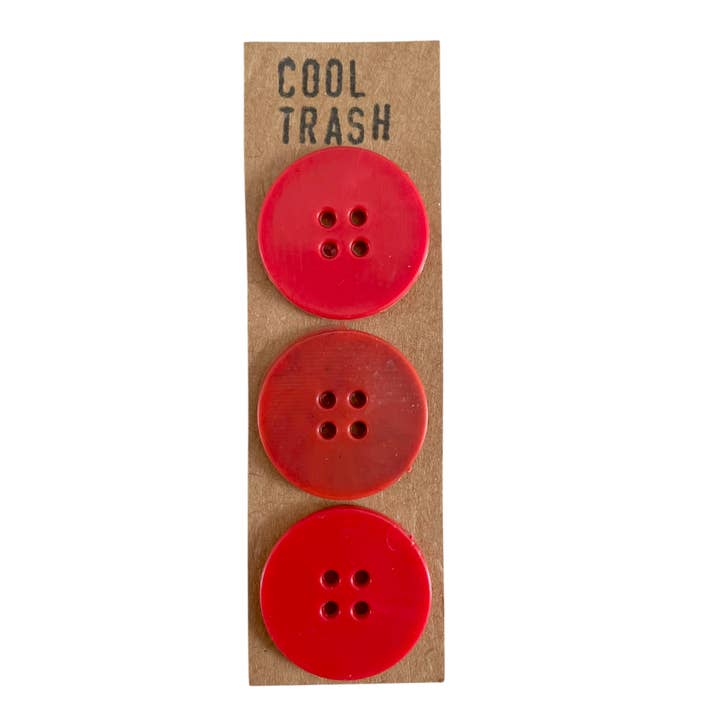 Red Recycled Plastic Big Buttons Set for wholesale by Cool Trash
