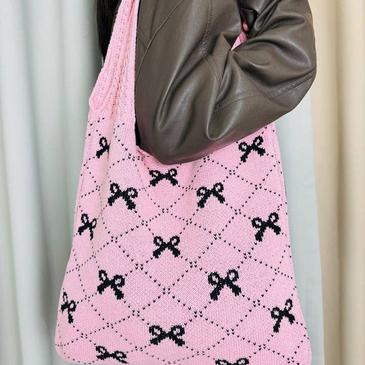 NINEXIS - Wholesale Tote Bag - Women's - CWAB4567_BOW KNIT LARGE CAPACITY TOTE BAG7