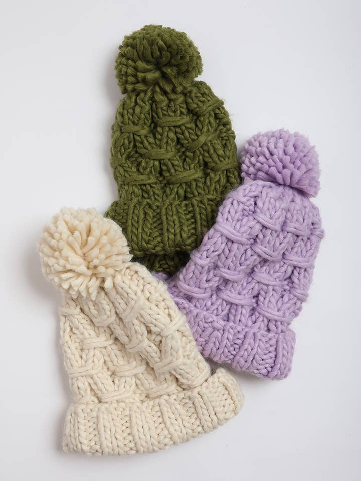 Oversized Chunky Knit Pom Beanie - Cozy Winter Style โ๏ธ for wholesale by Leto Accessories
