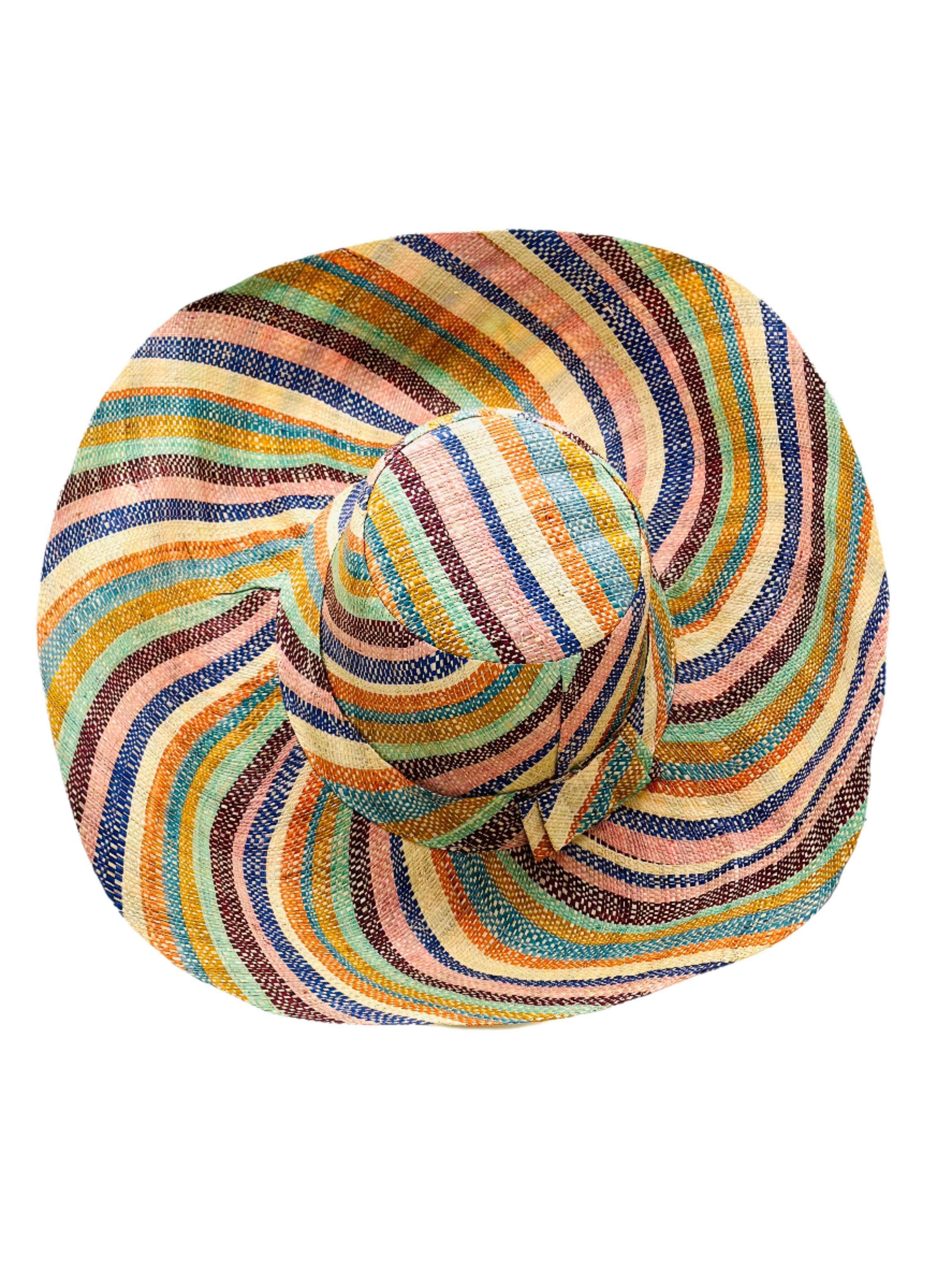 Shebobo - Vente Chapeau de paille – femme - Chapeaux de paille Shebobo Monica à larges bords rayés 13 cm et 18 cm pliables10
