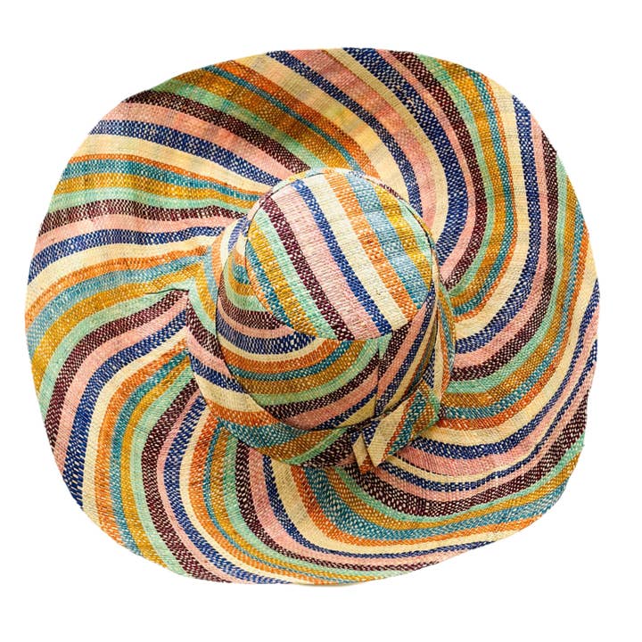 Shebobo - Wholesale Straw hat – women's - Monica 5" & 7" Wide Brim Stripe Packable Straw Sun Hats10