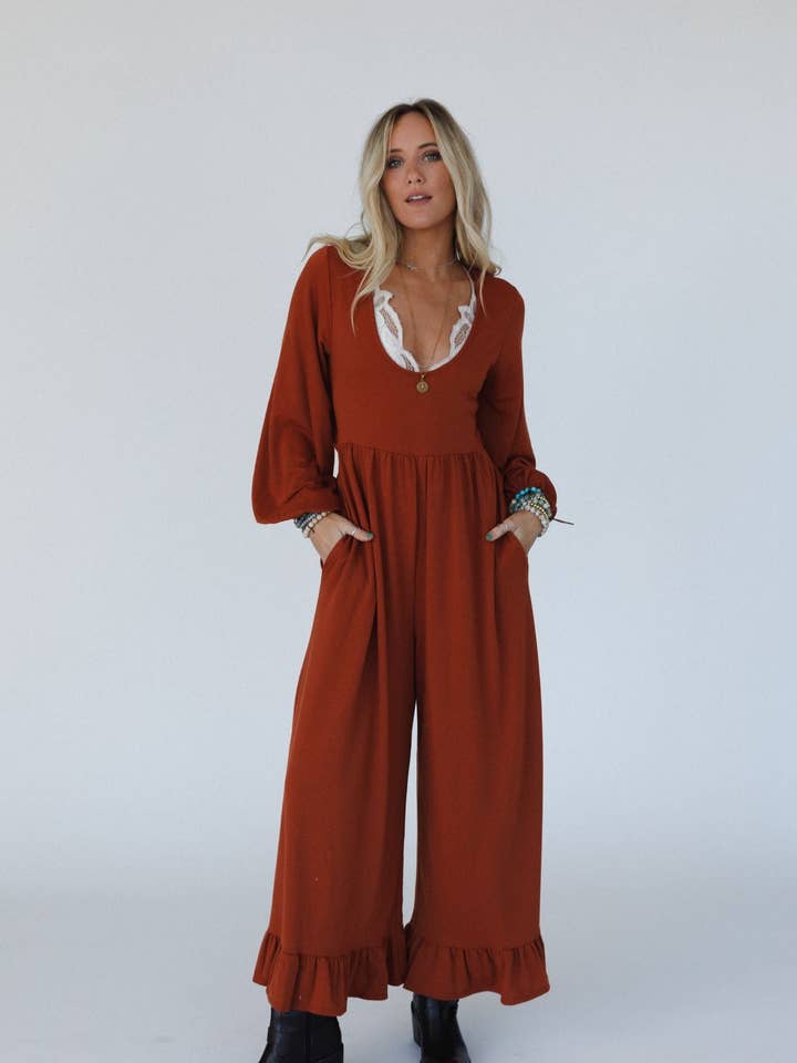 Combinaison à manches longues Best Intentions - Rust pour la vente par Three Bird Nest