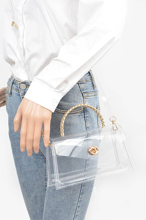 Shop Neighbors - Wholesale Clutch Bag - Women's - Transparent Metal Handle Flap Clutch6