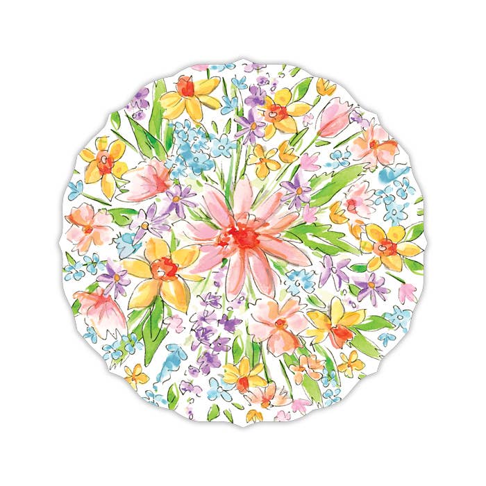 RosanneBeck Collections – wholesale Disposable placemat – Handpainted Spring Floral Posh Die-Cut Placemat0