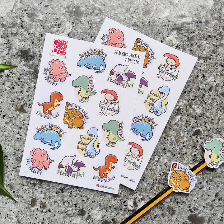 GojiBerry Designs - Wholesale Sticker - Kids & Baby - Teacher Reward Stickers No.7 - Dinosaurs