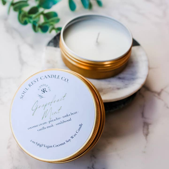 Soul Rest Candle Co. - Wholesale Travel Candles - Travel Tins 2oz Coconut Soy Wax4