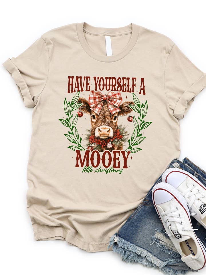 Mooey Little Christmas Graphic Tee for wholesale by Tickled Teal