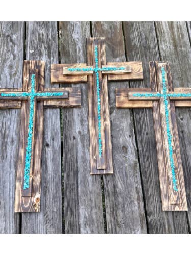 Rust & Stone Turquoise Cross for wholesale by Rustic Angel Decor