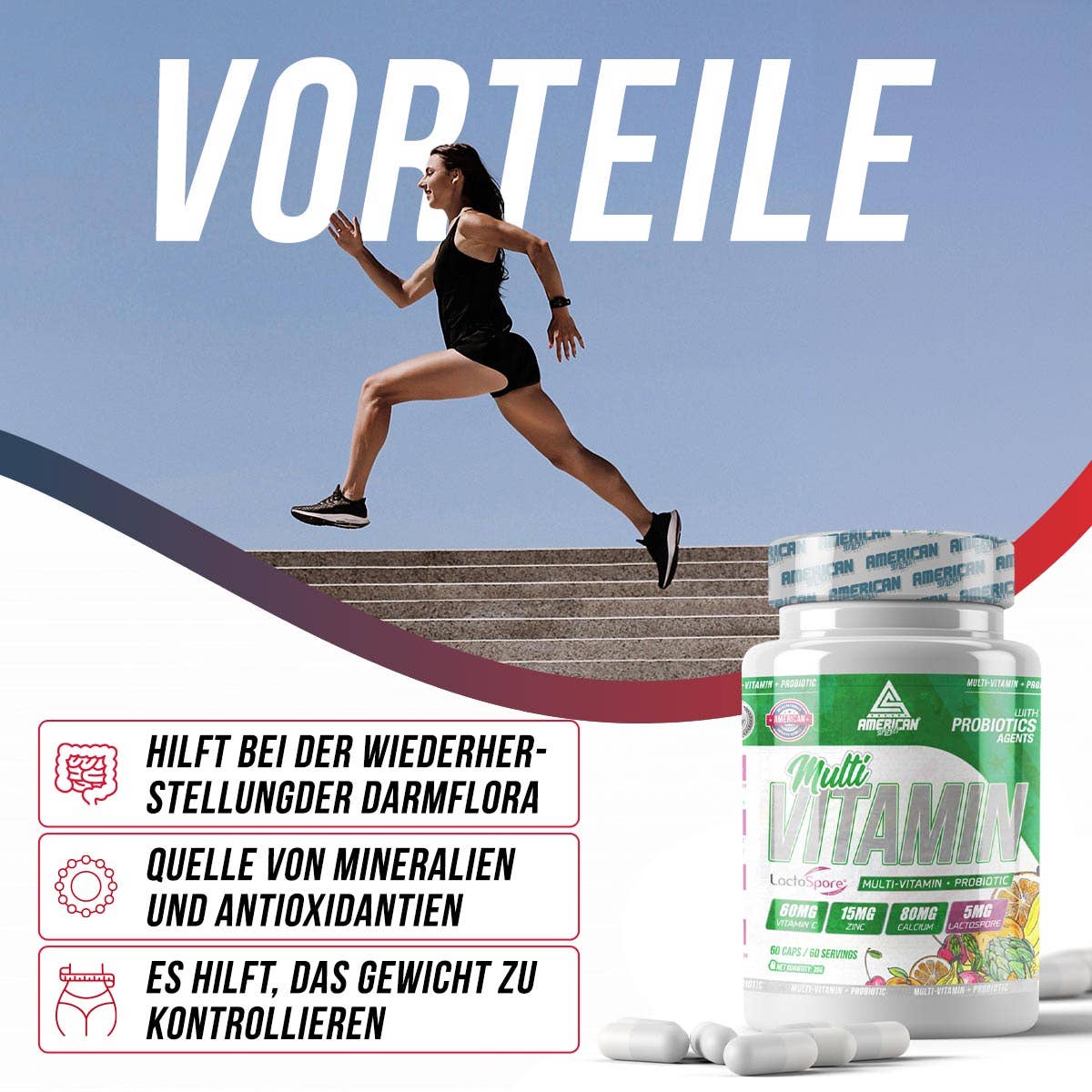 AMERICAN SUPLEMENT S.L. – wholesale Oralt tillskott/Vitamin – American Supplement | Multivitaminkombo + probiotika 60 kapslar6