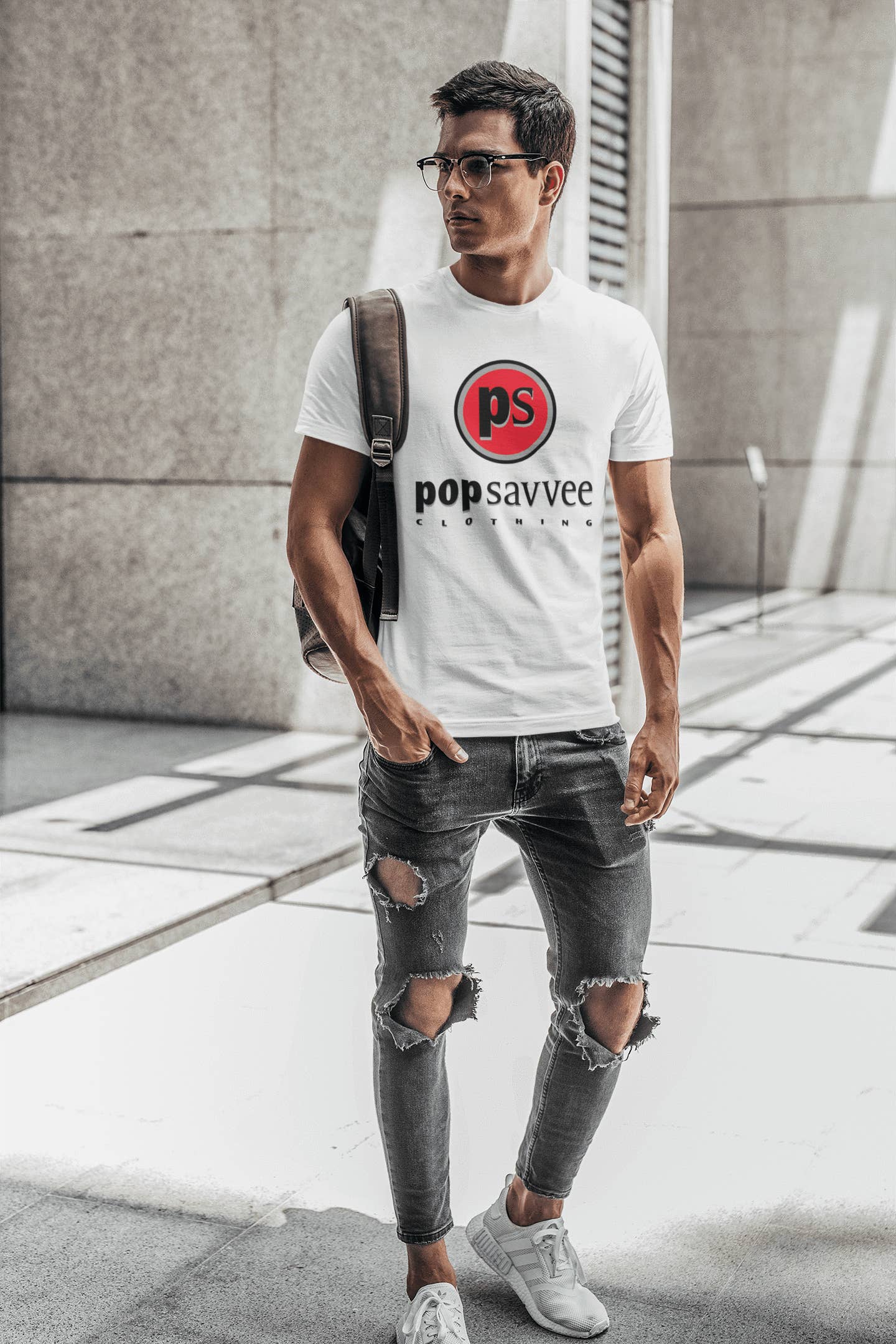Pop Savvee Clothing - Wholesale Screen printed t-shirt – Men′s - Short Sleeve Crewneck T-Shirt - Red “Pop Savvee" Logo