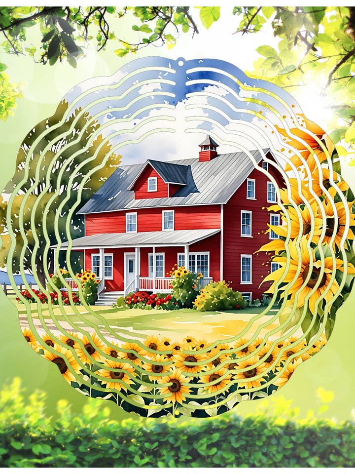 Farmhouse Wind Spinner w/hook 8 inch country sunflower for wholesale by RLWetland