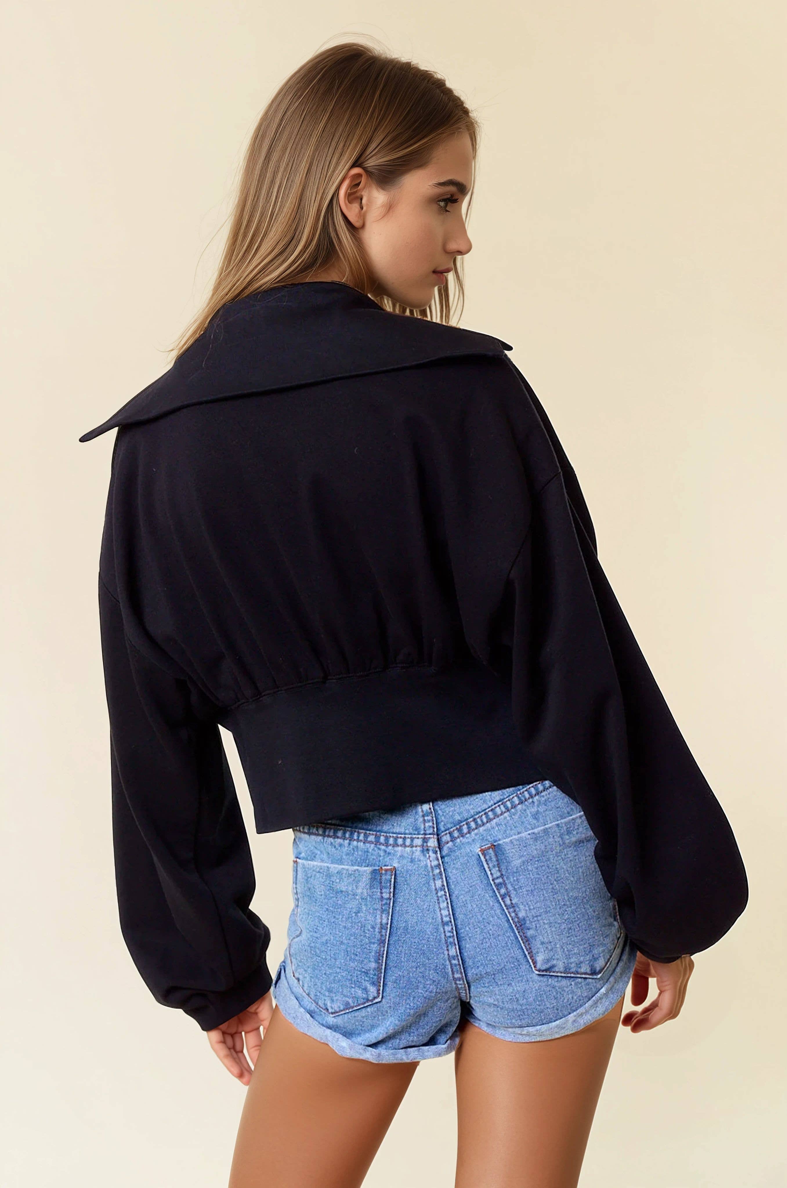 Doe and Rae – wholesale Jacka - Dam – Fleecejacka med kontrasterande dragkedja fram - 10614J8