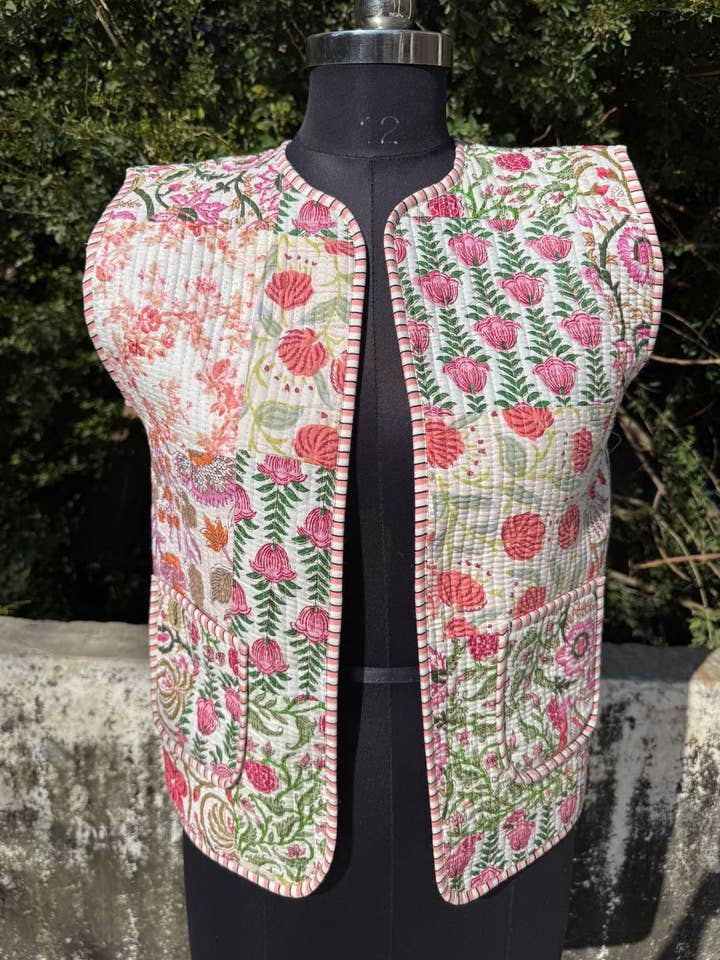 bhavnas boutique - Vente Veste – femme - Gilet sans manches matelassé en coton pur patchwork