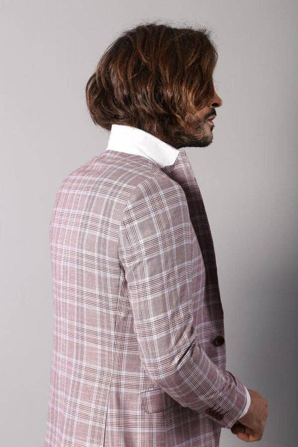 Bourgogne Costume italien cintré à carreaux bordeaux - Wessi en vente sur Faire8