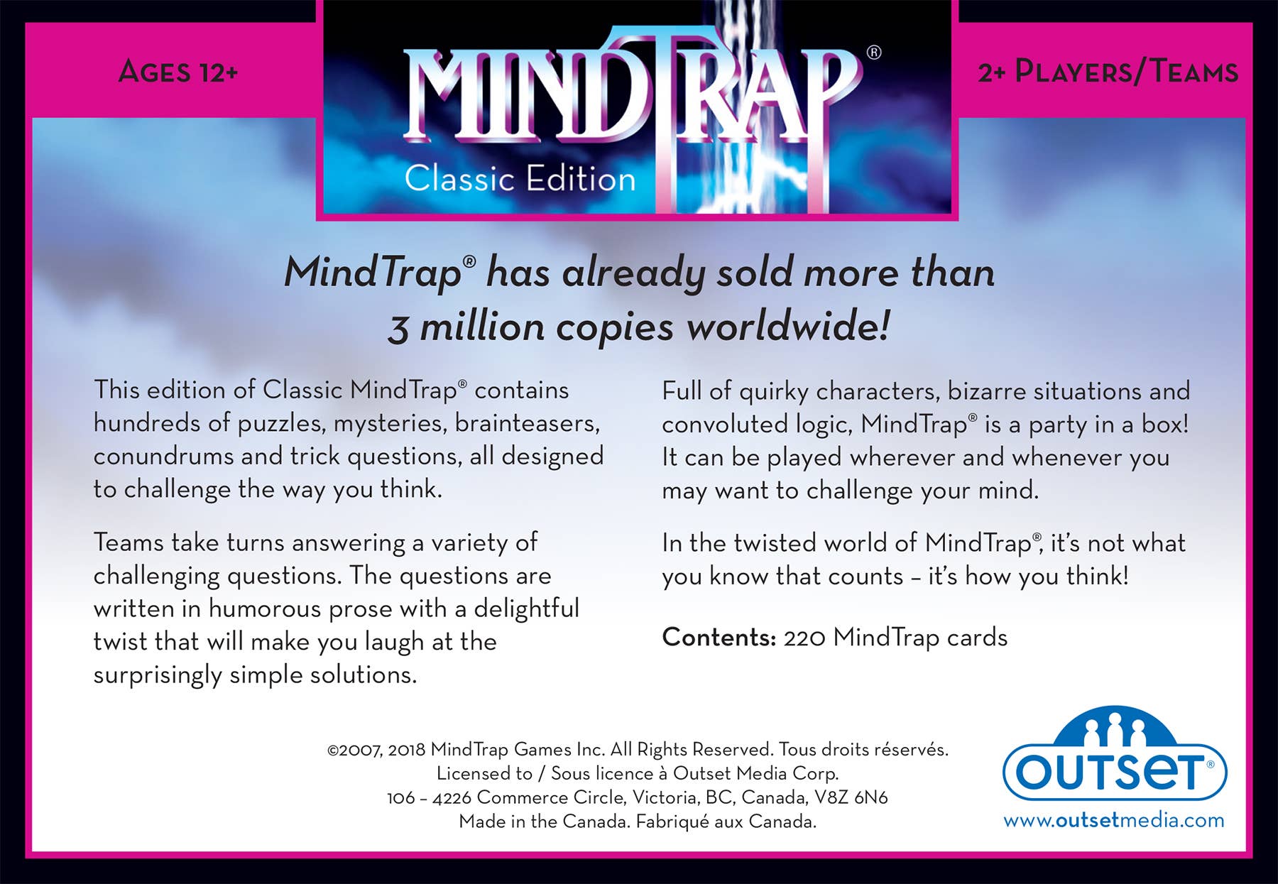 Outset Games and Cobble Hill Puzzles - Wholesale Board Game - MindTrap® Classic Edition – The Ultimate Brain Game1