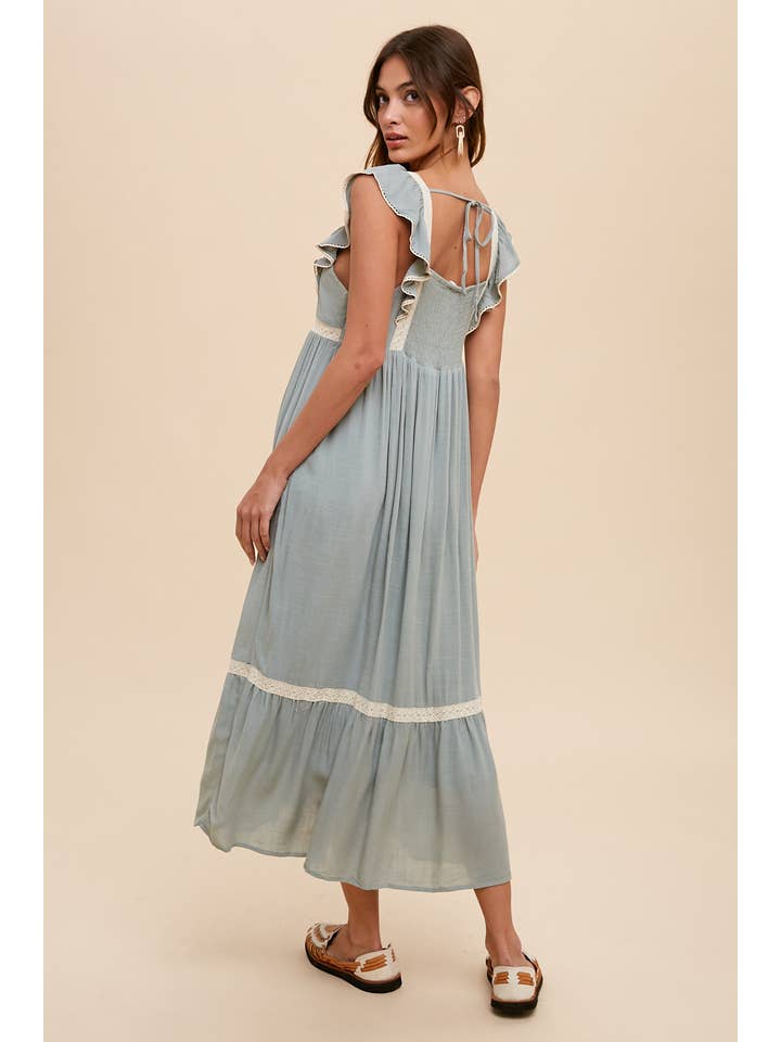 In Loom – Vestido - Mulher por atacado – Vestido avental com bordado e acabamento em renda5