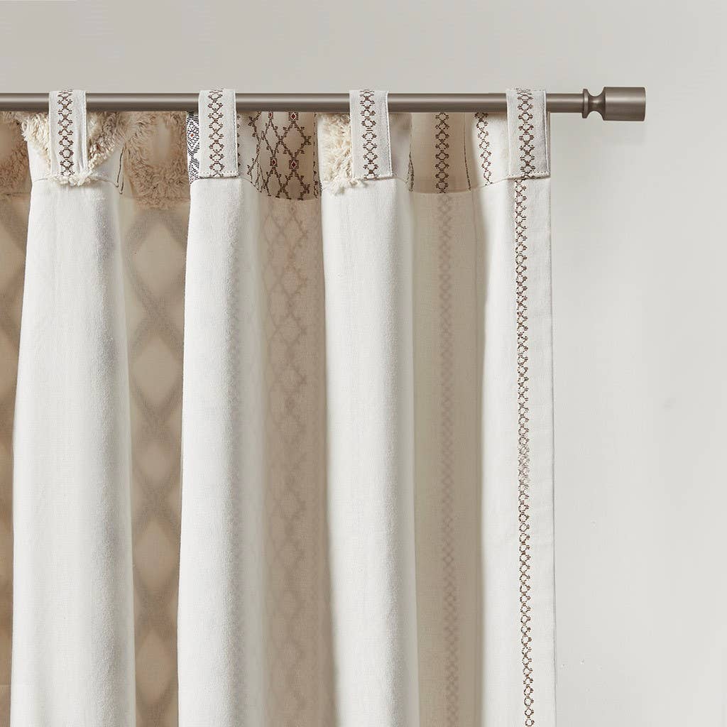 Olliix - Wholesale Curtain - Geo Print Chenille Window Curtain, Ivory3