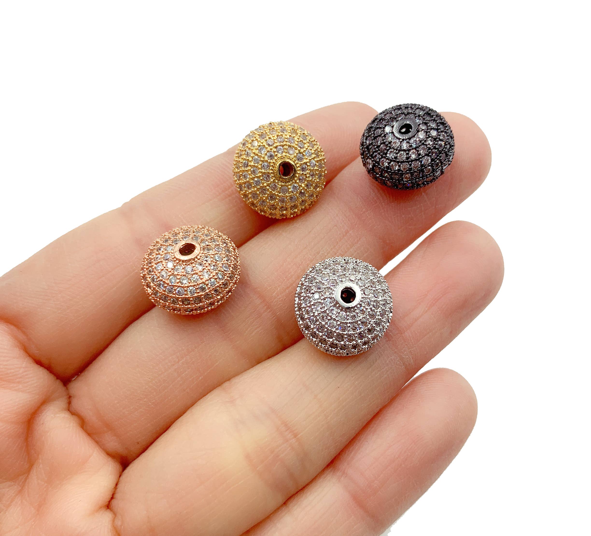 findings4uGem – wholesale Beads – Rondelle Spacer Beads, Round CZ Micro Pave Bead, BD0101