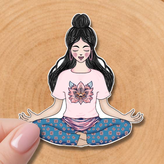 Meditating Woman Vinyl Sticker – 2", 3", & 4" Sizes | Kindred Soul & Sage for wholesale by Doroh's Kindred Soul and Sage