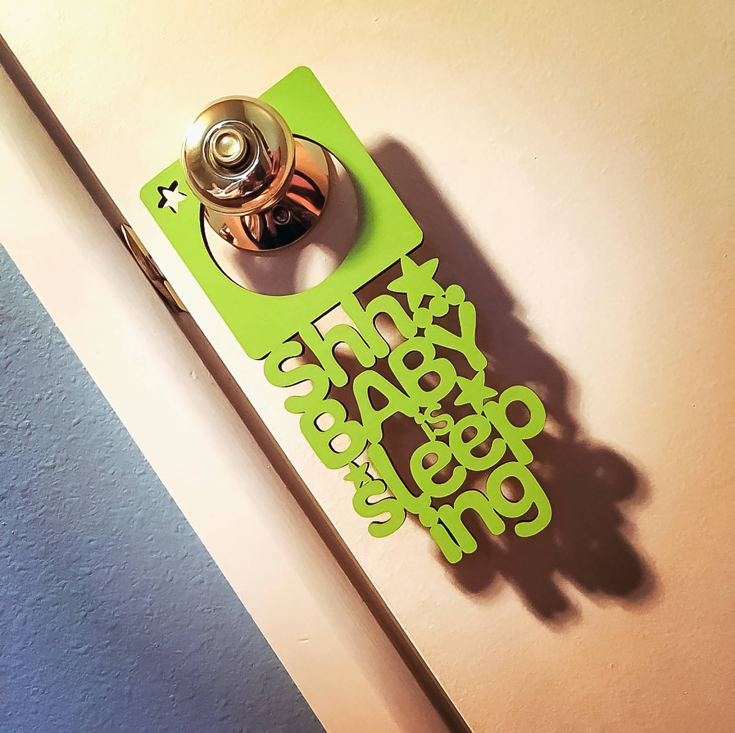 Spunky Fluff - Wholesale Wall Decor - Kids & Baby - Shhh... The Baby Is Sleeping Wood Nursery Door Hanger Sign18